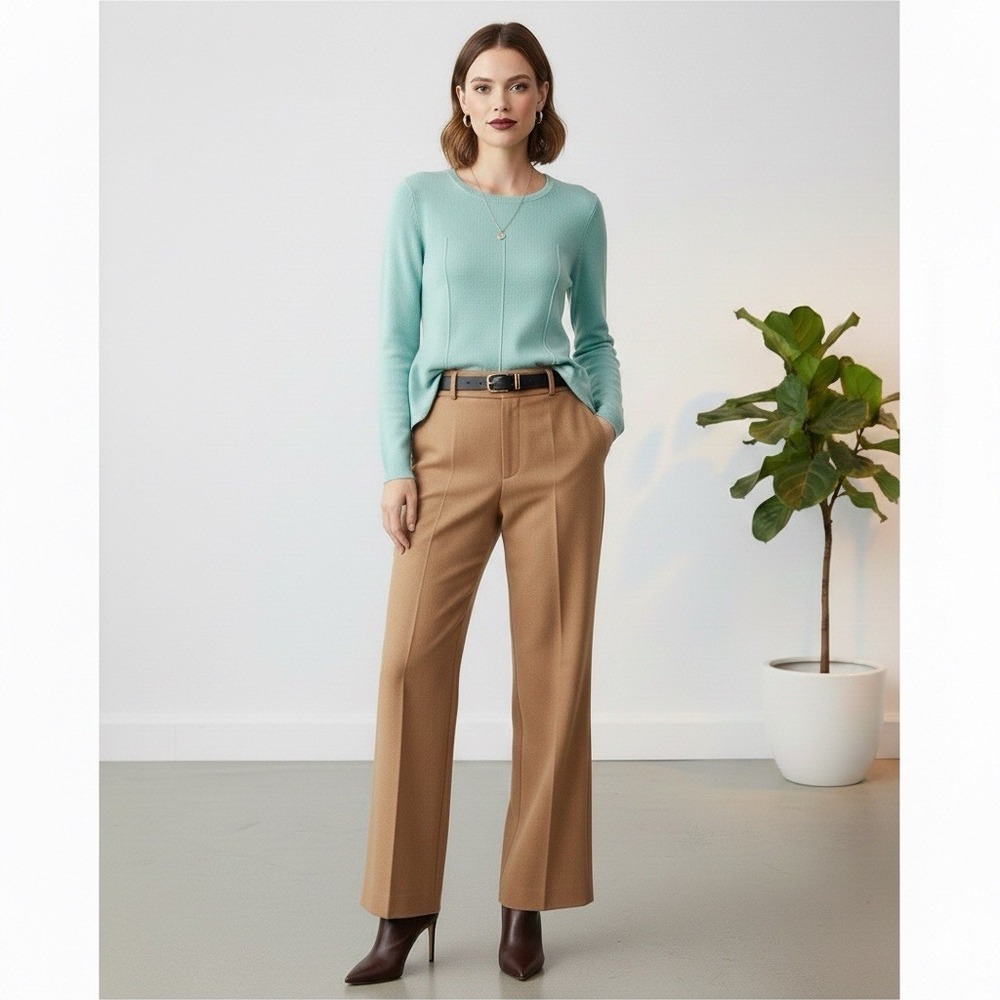 100% Cashmere Antonio Melani Sweater Aqua Peplum Hem Small Career Quite Luxury - Picture 4 of 16